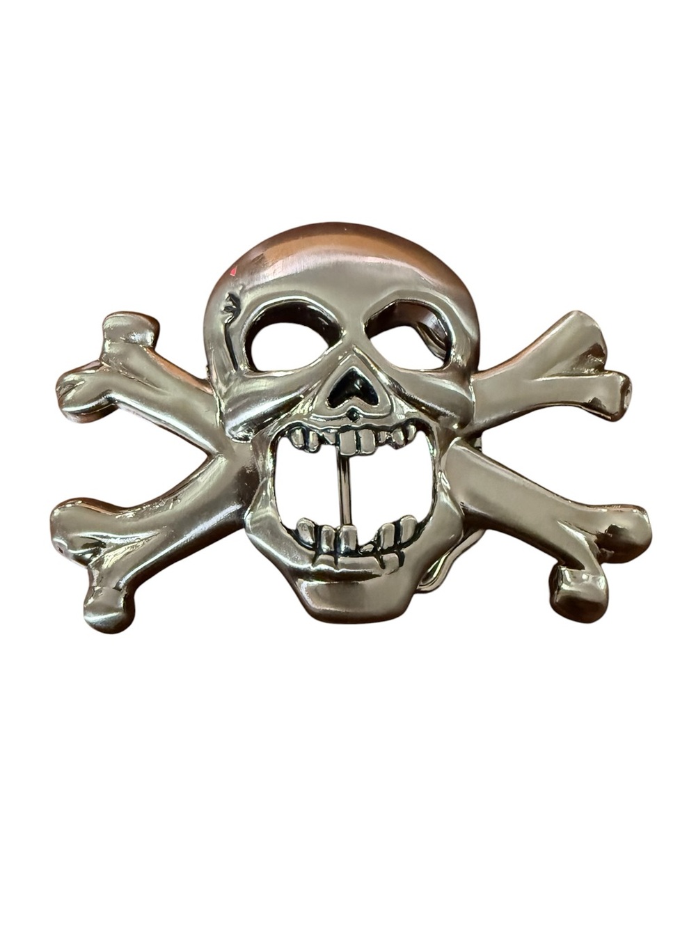 Vintage Skull & Crossbones Belt Buckle Silver Tome Maximalist Punk Goth Y2K Emo